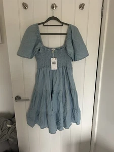 Mango cute denim flippy dress size xl fit 12 14 BNWT - Picture 1 of 11