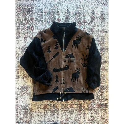 Chaqueta polar Denali vintage con cremallera completa para mujer negra/marrón Foto 1 de 4