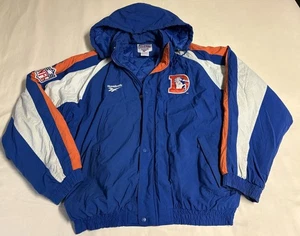 Giacca puffer vintage NFL Proline Reebok Denver Broncos uomo XXL logo classico - Foto 1 di 7