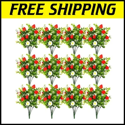 Яркая красная искусственная клубника для элегантного домашнего декора центральные элементы упаковка 12 шт. - Изображение 1 из 4