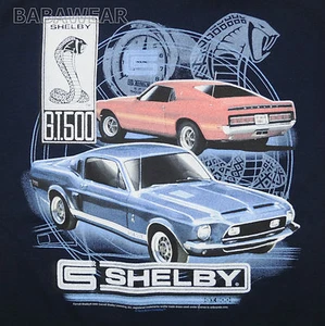 Ford Shelby Cobra Mustang T-Shirt Navy Car Auto RPM Gauge GT 500 BABA - Picture 1 of 2