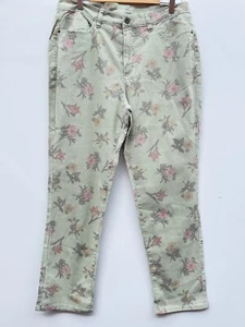 Denim & Co Green Floral Striped Trousers / Jeans UK Size 16 New - Picture 1 of 4