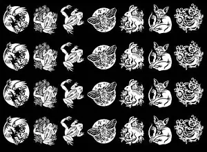 Witch Familiars 28 Stck. 1 Zoll weiß verschmolzene Glas Aufkleber - Bild 1 von 2