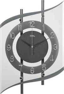 Reloj de pared inalámbrico AMS 5503 moderno vidrio mineral curvo relojes de pared inalámbricos vidrio - Imagen 1 de 1