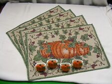 Vintage Set of 4 Autum Pumpkin Placemats & Napkin Rings Molded Resin 1-f