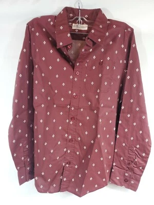 Aeropostale P.S.  Boy's Print Woven Shirt Long Sleeve Style Maroon size 14 - Image 1 of 4