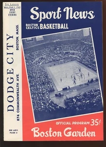 March 1 1961 NBA Program St. Louis Hawks at Boston Celtics - Picture 1 of 1