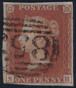 1841 1d Red Pl 157 SB 4m Very Fine Used 853 Machynlleth Wales Cat. £50.00 - Picture 1 of 1