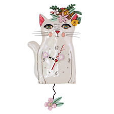 Michelle Allen Designs Whimsical Pretty Kitty Cat Pendulum Kitchen Wall Clock