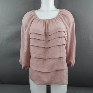 Elementz Womens Top Medium Mauve Sheer Tiered Romantic Coquette Flowy Timeless - Picture 1 of 12