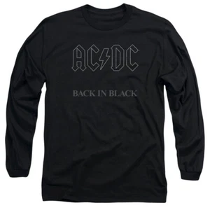 AC/DC Back in Black Long Sleeve Shirt Mens Licensed Rock N Roll Music Band Black - Picture 1 of 2