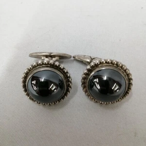 GEORG JENSEN Sterling Silver Cufflinks #25 with Hematite 925S Denmark - Picture 1 of 8