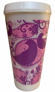 Nuevo vaso de viaje con tapa - 24 oz tapa blanca estampado cachemira púrpura y rosa - Imagen 1 de 7