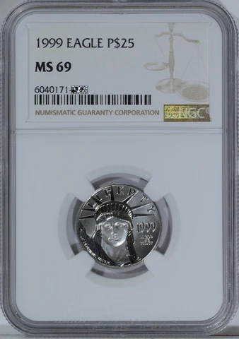 1999 Platinum Eagle $25 NGC MS69 1/4 oz Cover