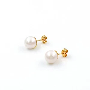 Pendientes Perlas Blancas Japonesas Akoya de Agua Salada y Oro Amarillo 18K - Imagen 1 de 38