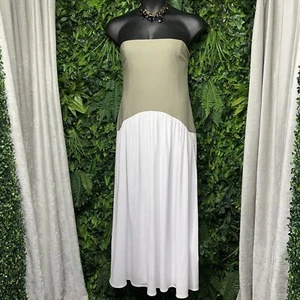 ATOIR Dress Strapless Boho Coastal Women 14 Maxi Flowy Green White Estelle 2065 - Picture 1 of 9