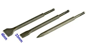 kit 3 SCALPELLI SDS PLUS 2 SPATOLA 1 A PUNTA martello demolitore scalpello - Foto 1 di 1