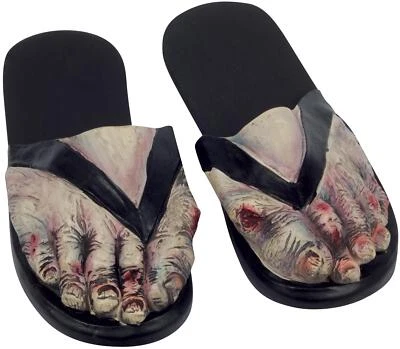 Zombie Feet Sandals Men’s Slip-On – Ugly Undead Halloween Costume Accessory - Image 1 of 4