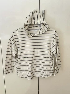 Zara Boys Girls Hoodie Sweatshirt White Striped 11 12 - Picture 1 of 6