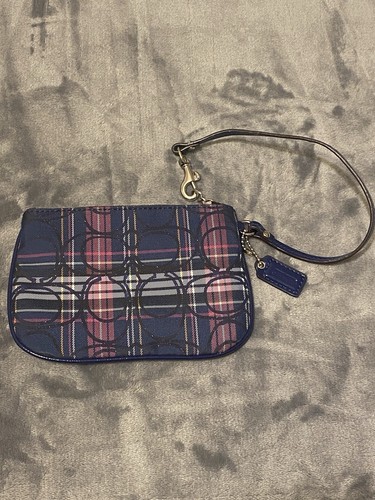 Mini borsa polsino Coach donna multicolore firma tela a quadri