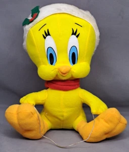 Tweety Vogel Looney Tunes Plüschtier mit Nikolausmütze 1997 Vintage 9 Zoll - Bild 1 von 7