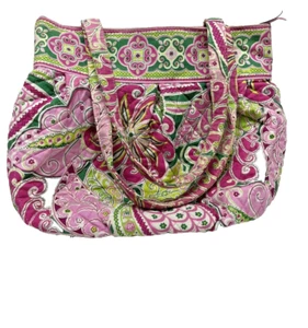 BOLSO DE HOMBRO VERA BRADLEY TALLA MEDIANA. TOP CREMALLERA COLORES ROSA Y VERDE - Imagen 1 de 4