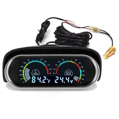 BLLYOGU Digital 2-in-1 Water Temp & Voltage Gauge Set with 1/8 NPT Sensor for Car, Tr...