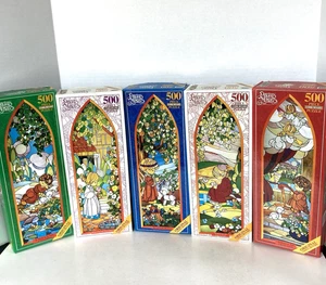 Set of 5 Precious Moments RoseArt Cork Board 500 Piece 9 1/4" x 26 3/4" Puzzles - Picture 1 of 16