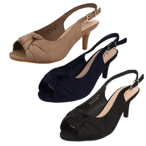 Zapatos de mujer Spot On de ajuste ancho con tacón de gatito F12110 - Imagen 1 de 28