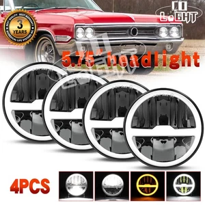 4pc 5.75" LED Headlights H5001 H5006 High+Low+Halo DRL For Buick Electra Wildcat - Picture 1 of 14