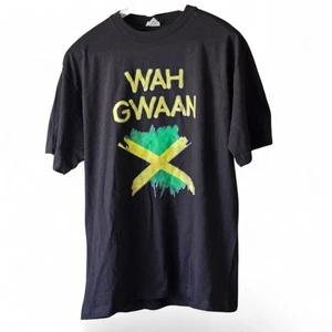 TeeStyled Classic Heavyweight Black Graphic XL T-Shirt Jamaican Flag Mah Gwaan - Bild 1 von 8