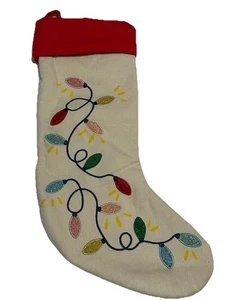 Wondershop Weihnachtsstrumpf Metallic bestickt Lichter Leinen Holiday Sparkle - Bild 1 von 8