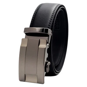 Cinturón de cuero para hombre con hebilla automática de trinquete por QHA Q5087 negro - Imagen 1 de 11
