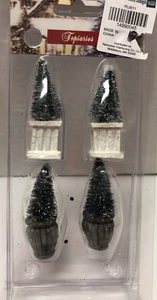Christmas Village Set of 4 Tree Topiaries Accessory NEW - Picture 1 of 3