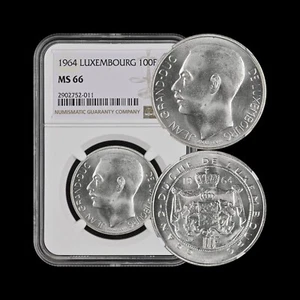 LUXEMBOURG. 1964, 100 Francs, Silver - NGC MS66 - Jean, Advent to the Throne - Picture 1 of 5