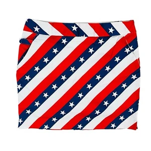 Royal & Awesome Skirt Skort Golf Tennis Starts/Stripes USA Patriotic Print Sz 10 - Picture 1 of 12