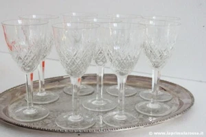SET DI NOVE BICCHIERI VINTAGE CALICE IN CRISTALLO h 17 - 9 ITALIAN WATER GLASSES - Picture 1 of 6