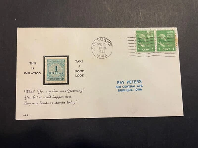 USA WWII Cubierta Patriótica 1944 - Sello Alemán de 1 Millón de Marcas. Foto 1 de 2