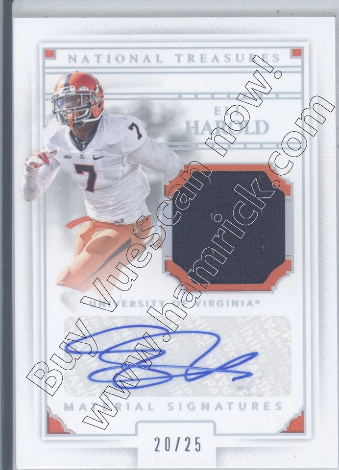 eli harold auto autograph gu jersey patch virginia cavaliers uva college #/25 16 - Image 1 of 1