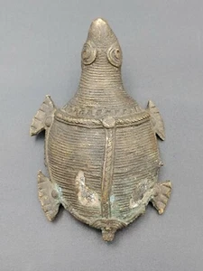 Antique 17/18th C Indian Bronze Sculpture Dhokra Tribal Tortoise Turtl Statue - Picture 1 of 12