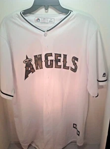 AUTHENTIC MIKE TROUT REPLICA CAMO ANGELS JERSEY COOL BASE MILITARY MAJESTIC LG - Picture 1 of 5