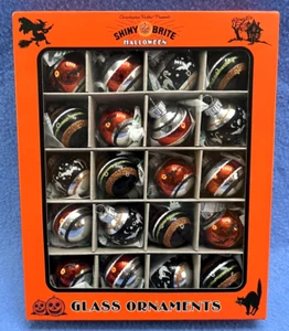 New Chrisopher Radko Shiny Brite Halloween Bats Cats Round Ornaments 20 count - Picture 1 of 8