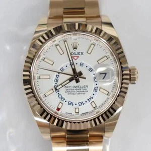 2020s Mint Rolex 326935 Sky-Dweller 42mm 18K Rose Gold Silver Dial Watch - Picture 1 of 12