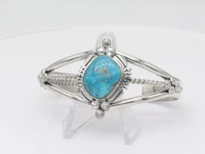 Native American Sterlingsilber & Türkis Navajo handgefertigtes Manschettenarmband - Bild 1 von 8
