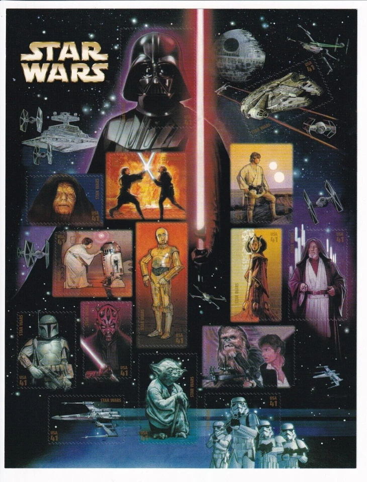 EE. UU.: SC #4143, 41c Star Wars, MNH, Hoja de 15 (4143) Foto 1 de 1