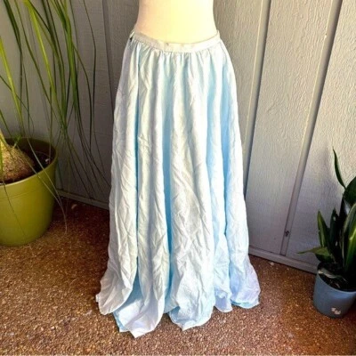 Fantasia Saia Azul Longa Linha A Cosplay Azul Claro Brilho Cinderela Disney Maxi - Imagem 1 de 4