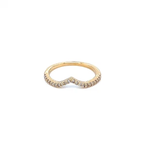 14K Yellow Gold Curve Band with 22 Round Diamonds - Picture 1 of 5