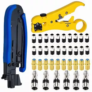 Coax Cable Crimper Kit Coaxial Compression Tool Adjustable Rg6 Rg59 Rg11 755 757 - Picture 1 of 7