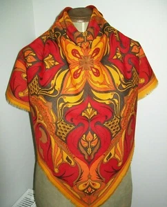 ABIGAIL'S PARTY VINTAGE SCARF 1970'S PSYCHDELIC VINTAGE WOOL SCARF FAB GROOVY - Picture 1 of 11