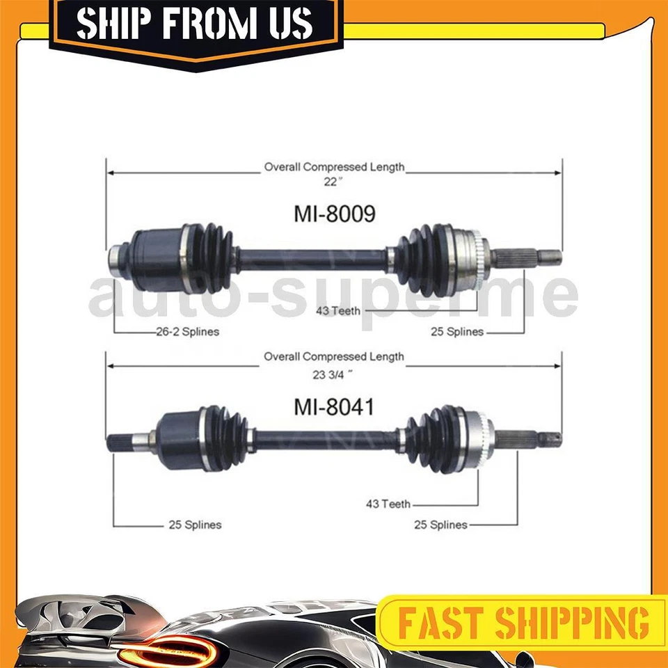 For Mitsubishi Expo 1992-1995 AWD Front Set CV Axle Shaft TrakMotive 2PCS — 第 1/4 张图片